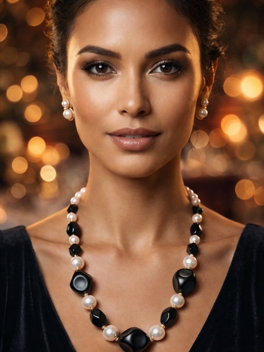 Black Onyx & Pearl Necklace - Picture 3 of 6